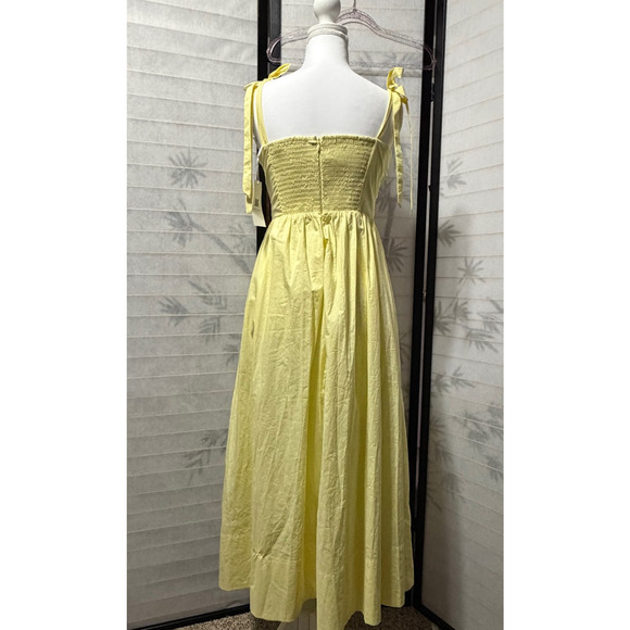 ASTR The Label Yellow Lemon NWT Cotton Rayon Smocked Ruffle Midi Dress Size S - Picture 5 of 11